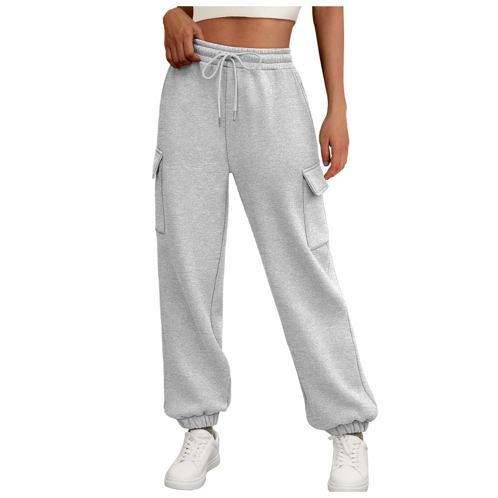 Women's Sweatpants Fleece Lined Baggy Athletic Jogger Trousers With Pockets Fall Casual Trendy Cargo Pants Fall Outfits - Namma Angadi