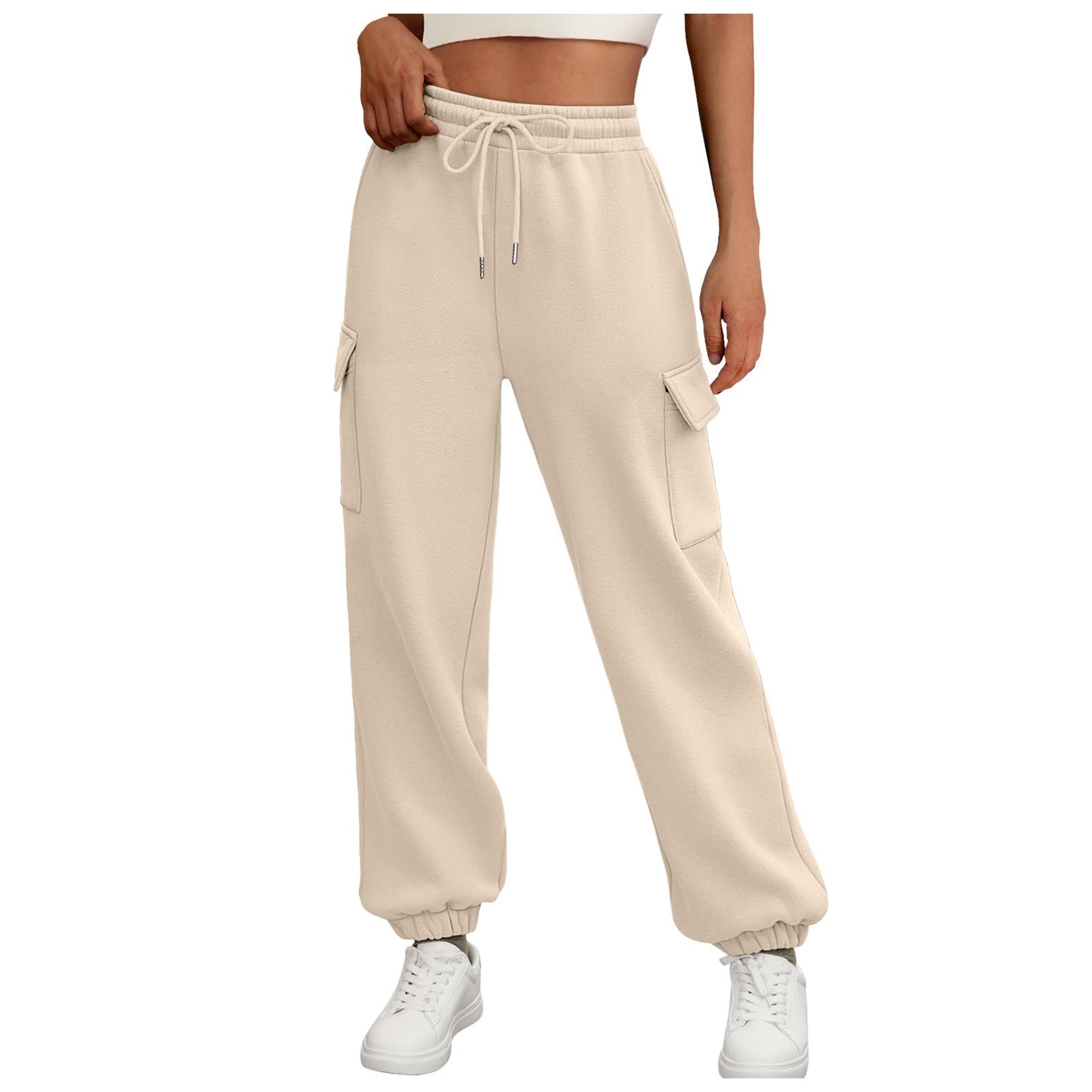 Women's Sweatpants Fleece Lined Baggy Athletic Jogger Trousers With Pockets Fall Casual Trendy Cargo Pants Fall Outfits - Namma Angadi