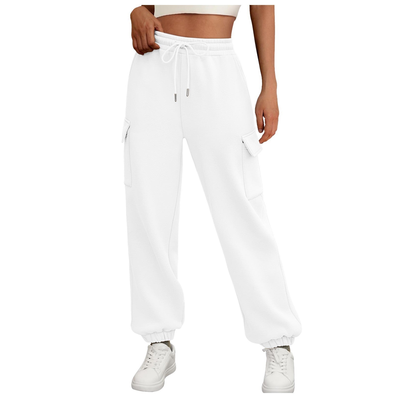 Women's Sweatpants Fleece Lined Baggy Athletic Jogger Trousers With Pockets Fall Casual Trendy Cargo Pants Fall Outfits - Namma Angadi