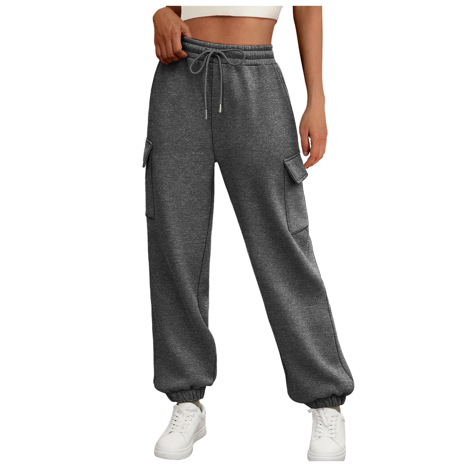 Women's Sweatpants Fleece Lined Baggy Athletic Jogger Trousers With Pockets Fall Casual Trendy Cargo Pants Fall Outfits - Namma Angadi