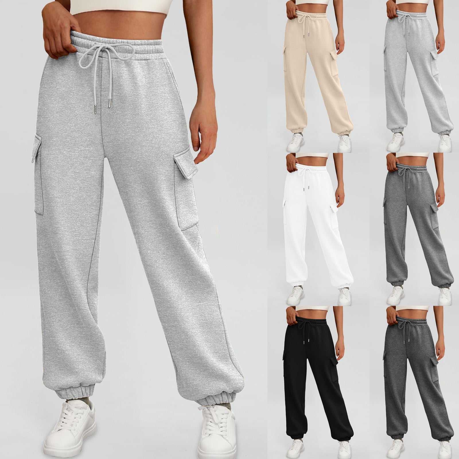 Women's Sweatpants Fleece Lined Baggy Athletic Jogger Trousers With Pockets Fall Casual Trendy Cargo Pants Fall Outfits - Namma Angadi